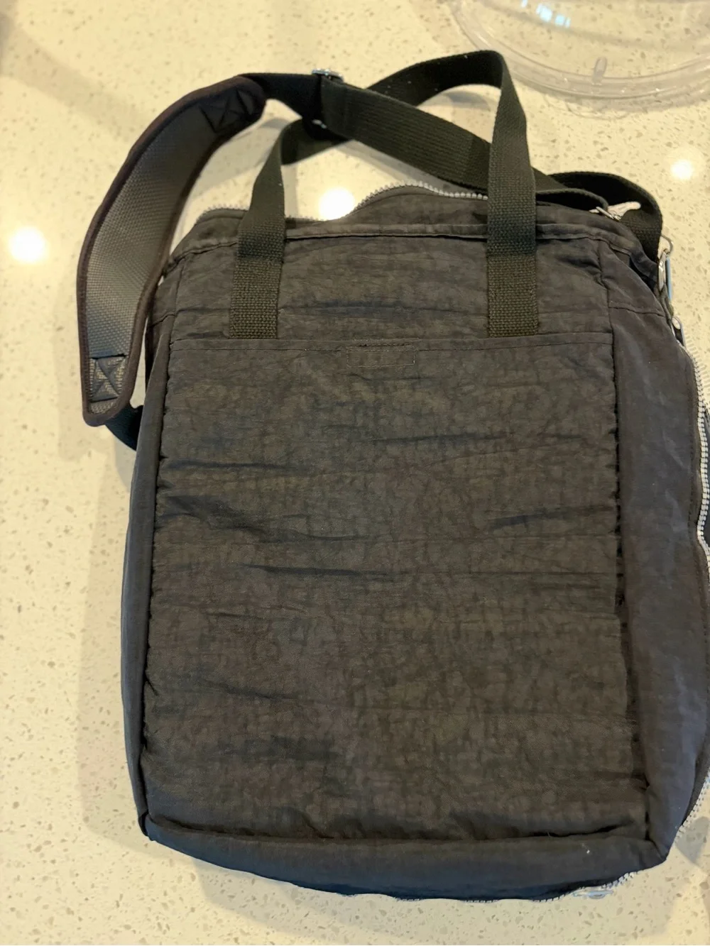 Men’s Laptop Black Crossbody Shoulder Bag with Red Accent